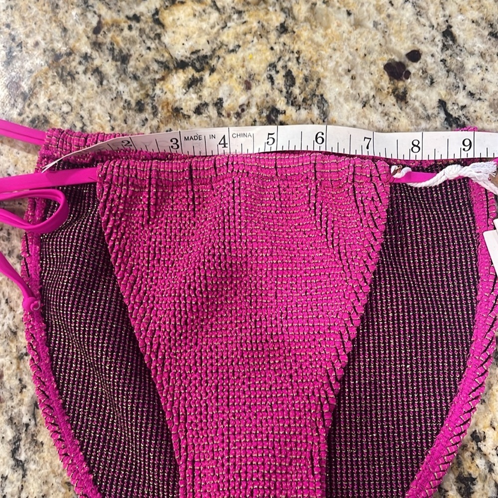 Good American Swim Always Fits Tiny Ties Metallic Bikini Bottoms - Picture 6 of 10